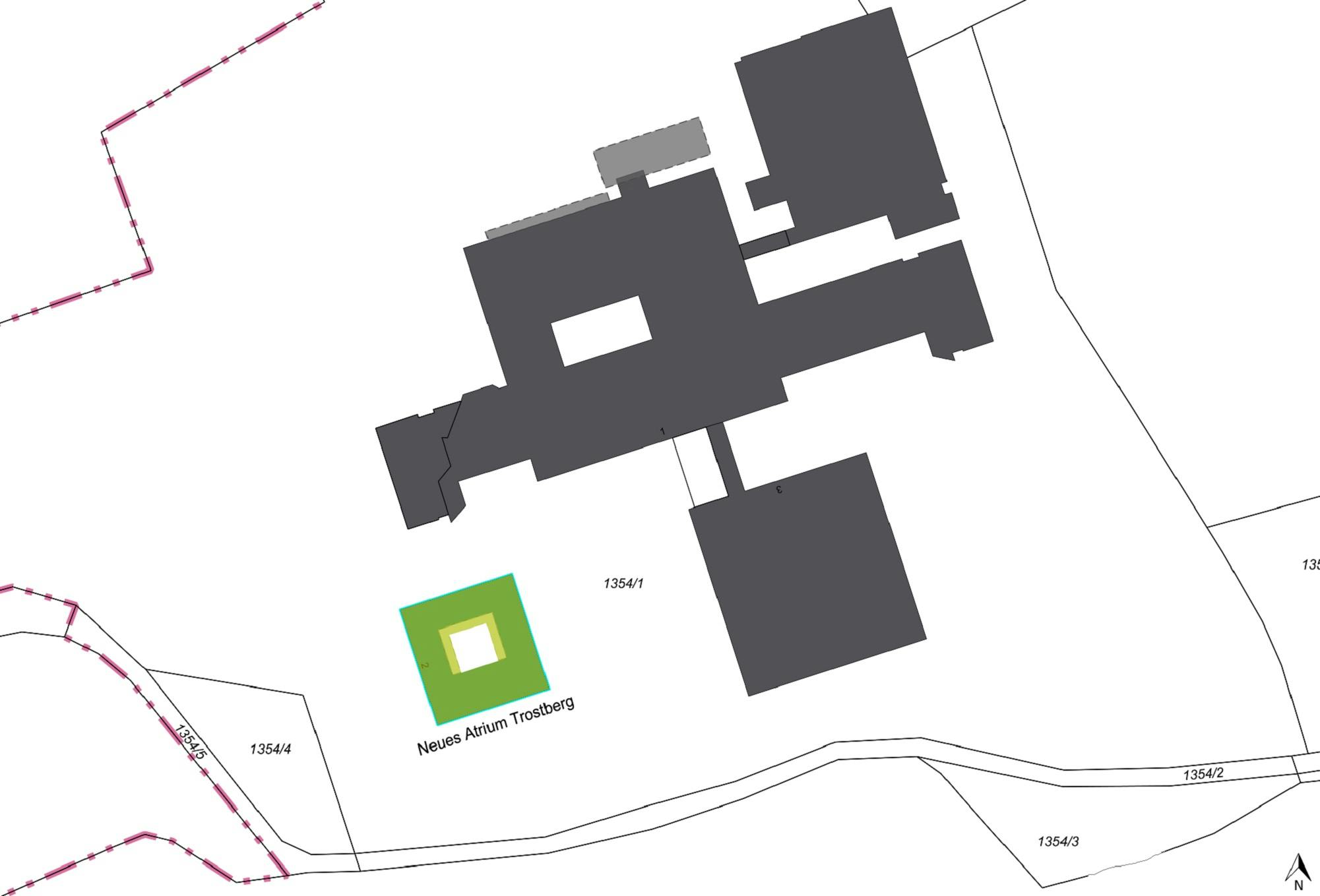 Lageplan des geplanten Neubaus an der Kreisklinik Trostberg