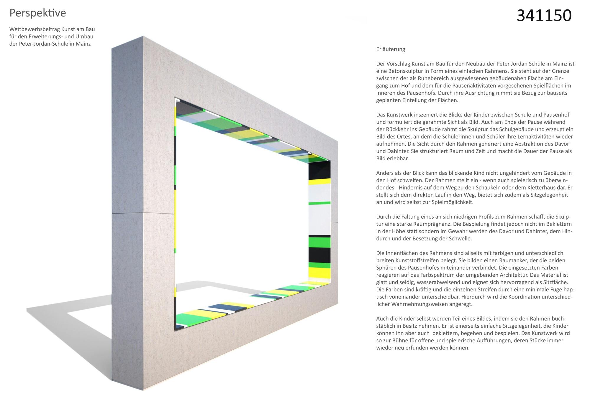 Perspektive 2017
Rahmenförmige Skulptur aus Betonfertigteilen,
farbige HDPE Platten