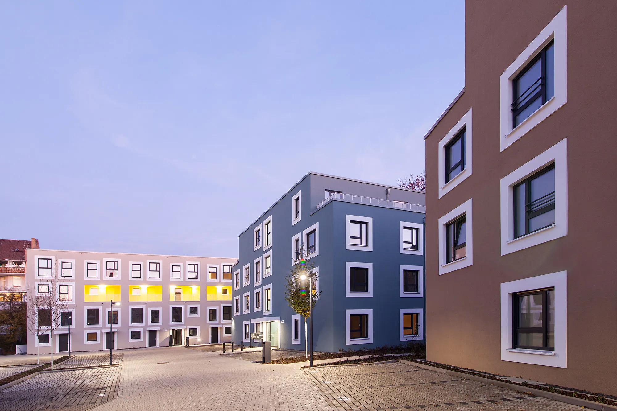 Ansicht Hofseite Häuser 42 E, D und C