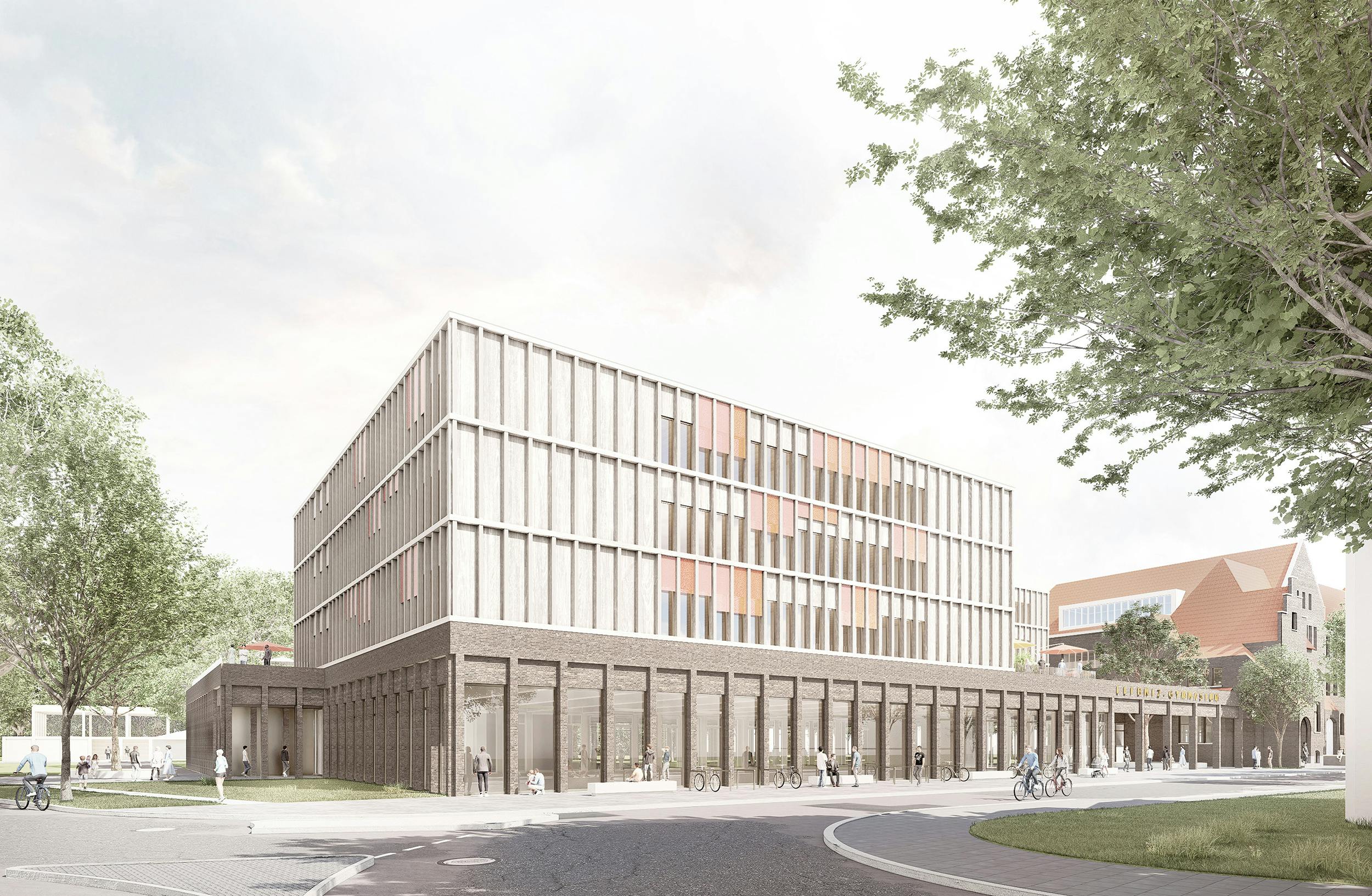 Blick auf das neue Leibniz-Gymnasium
