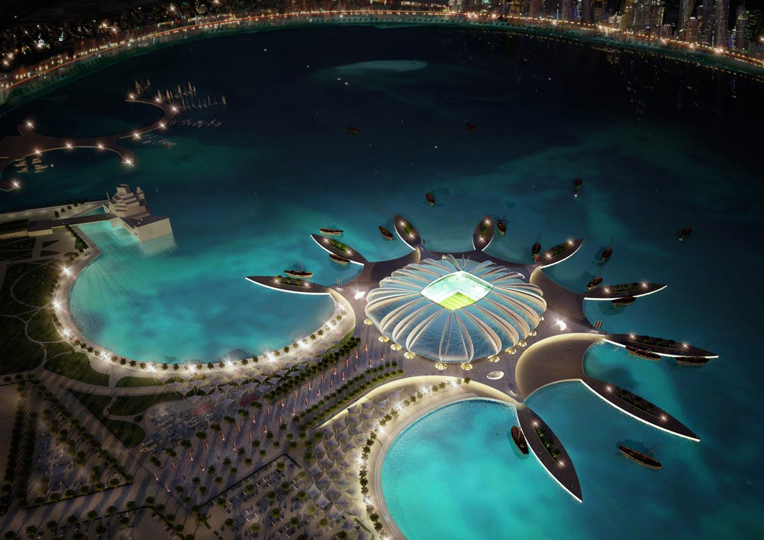 Doha Port Stadium - Im Hafen von Doha gelegen, ist das Doha Port Stadium für die Zuschauer auch über den Wasserweg zu erreichen. Nach der Fußball-Weltmeisterschaft wird das Stadion zerlegt und an Entwicklungsländer geschickt.