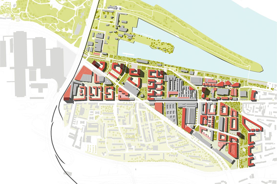 Lageplan des gesamten Areals inkl. Mülheimer Hafen