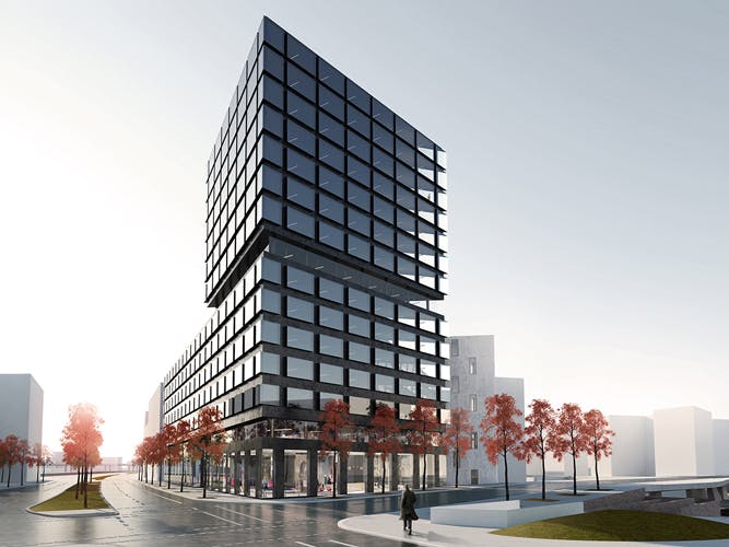 Perspektive Bürogebäude © Delugan Meissl Associated Architects