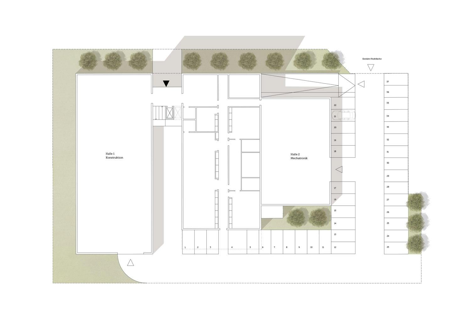 Studie - Grundriss Erdgeschoss mit neuem Freiflächenkonzept