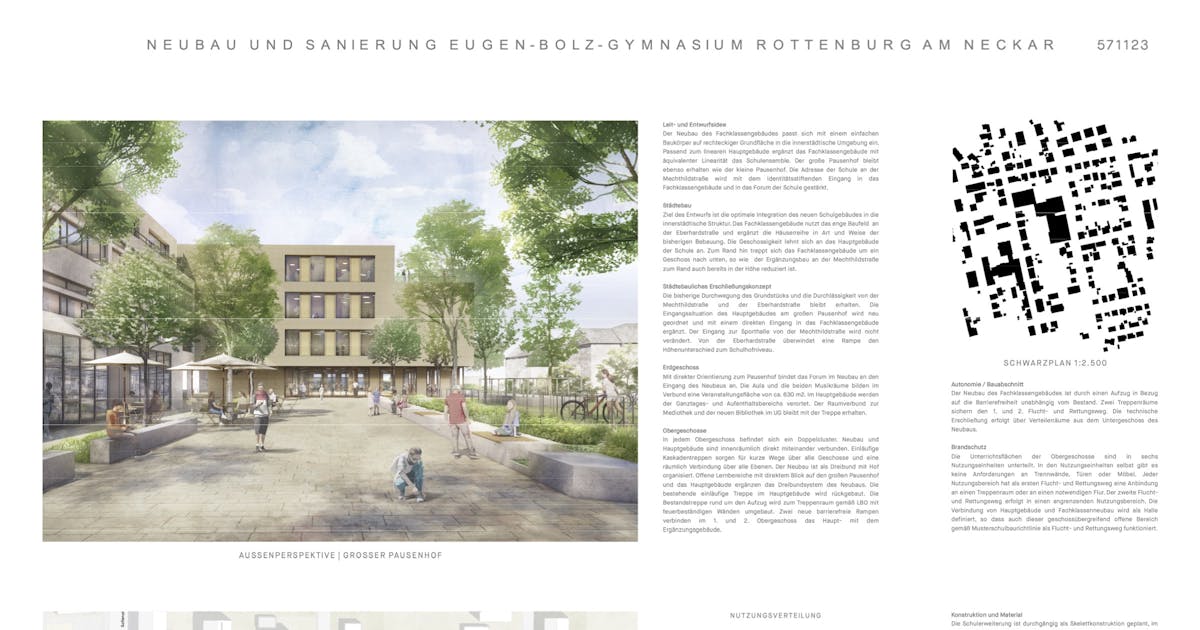 2. Preis Sanierung und Neubau EugenBolzGymnasium und Freianlagen in