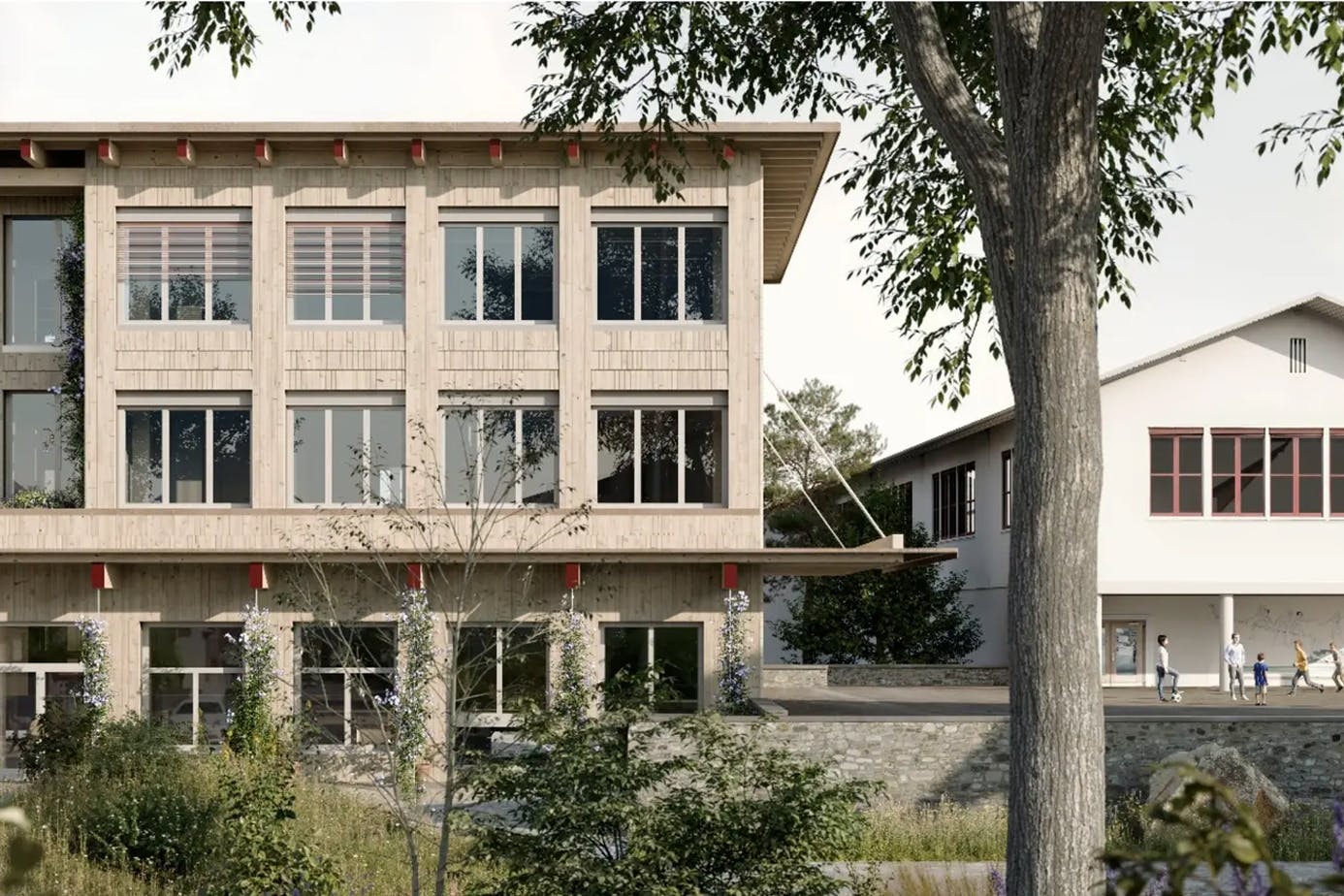 Visualisierung Neubau Schulgebäude "Dorf" in Suhr.