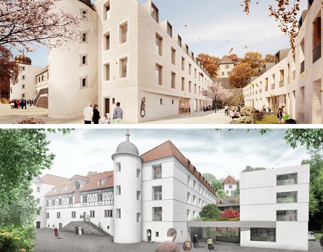 Die zwei 1. Preise: Baumschlager Eberle Architekten (oben) // d.n.a trint + kreuder (unten)