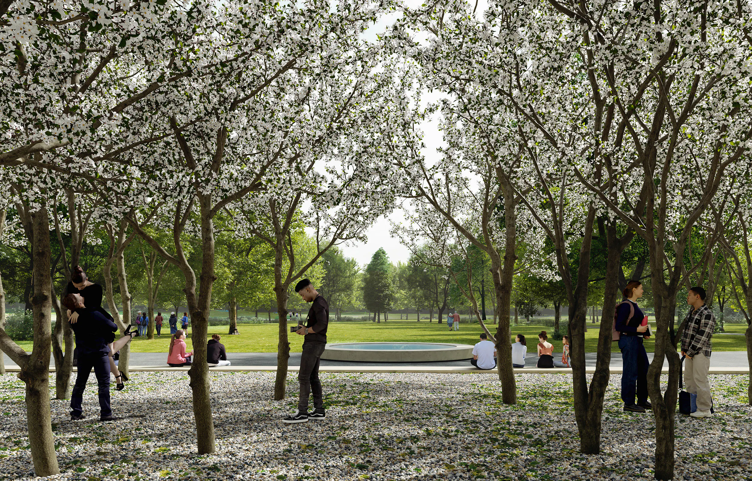 Blick vom Schlosspodium auf den Pleasure Ground