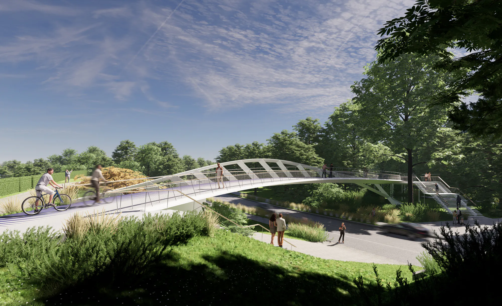 Entwurfsbild der Brücke über die Lippe, von der Kamener Straße aus gesehen