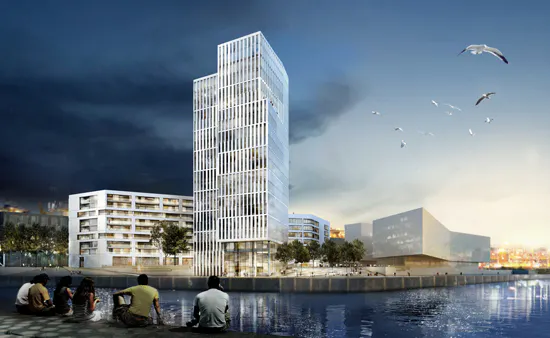 1. Preis Gebäude A ,C (Wohngebäude und Büroturm) und Gebäude B (KLU)